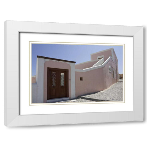 Greece, Santorini, Thira, Oia Villa with door White Modern Wood Framed Art Print with Double Matting by Young, Bill