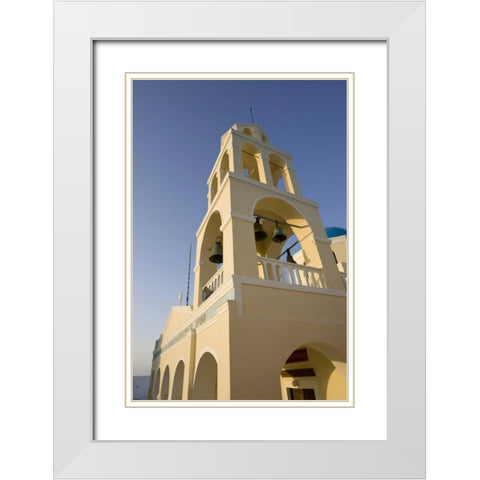 Greece, Santorini, Oia Bell tower of a church White Modern Wood Framed Art Print with Double Matting by Young, Bill