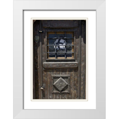 Greece, Santorini Wooden pub door White Modern Wood Framed Art Print with Double Matting by Young, Bill