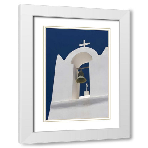 Greece, Santorini White church bell tower White Modern Wood Framed Art Print with Double Matting by Young, Bill