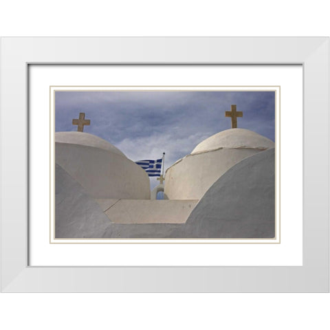 Greece, Cyclades, Vathi Greek Orthodox church White Modern Wood Framed Art Print with Double Matting by Noble Gardner, Nancy