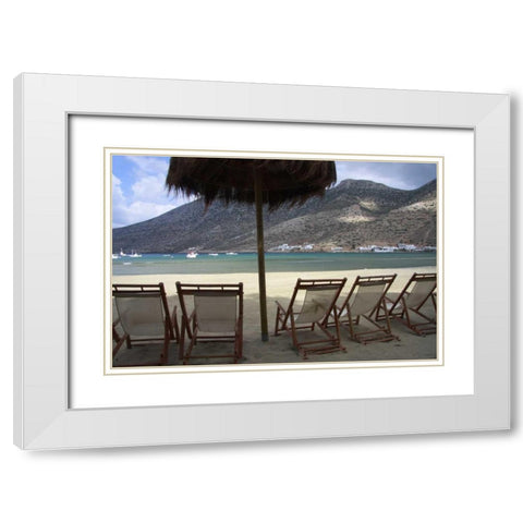 Greece, Cyclades, Sifnos Beach in Sifnos harbor White Modern Wood Framed Art Print with Double Matting by Noble Gardner, Nancy