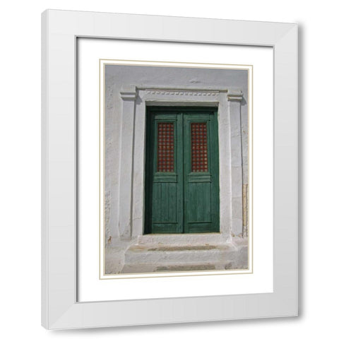Greece, Chora Doorway to Neo- Classical house White Modern Wood Framed Art Print with Double Matting by Noble Gardner, Nancy
