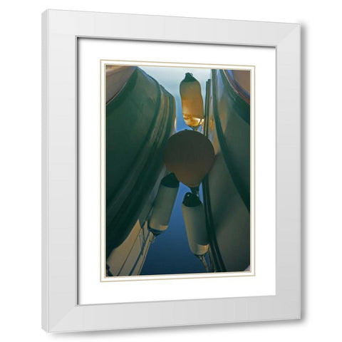 Greece, Paros, Naoussa Fishing boats and floats White Modern Wood Framed Art Print with Double Matting by Noble Gardner, Nancy