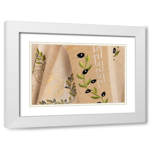 Traditional Grecian motif souvenir textile White Modern Wood Framed Art Print with Double Matting by Hopkins, Cindy Miller