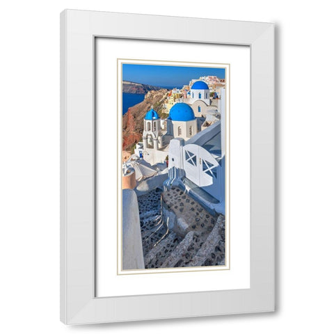 Santorini-Greece on the Mediterranean Sea White Modern Wood Framed Art Print with Double Matting by Steve Mohlenkamp