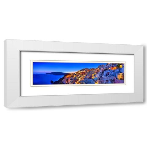 Santorini-Greece on the Mediterranean Sea White Modern Wood Framed Art Print with Double Matting by Steve Mohlenkamp
