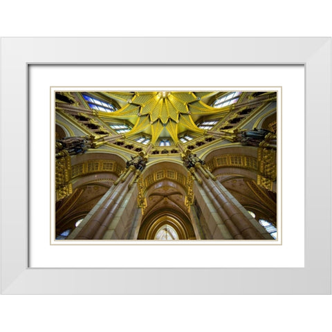 Hungary, Budapest Parliament Building interior White Modern Wood Framed Art Print with Double Matting by Zuckerman, Jim