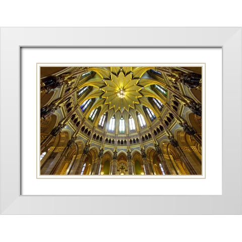 Hungary, Budapest Parliament Building interior White Modern Wood Framed Art Print with Double Matting by Zuckerman, Jim