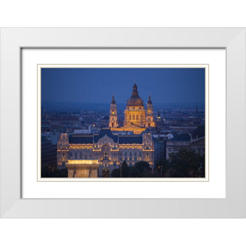 Hungary, Budapest St Stephens Cathedral White Modern Wood Framed Art Print with Double Matting by Zuckerman, Jim