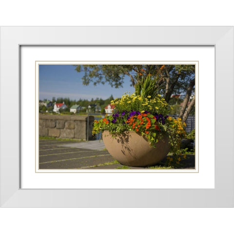 Iceland, Reykjavik A large flower-filled vase White Modern Wood Framed Art Print with Double Matting by Grall, Don