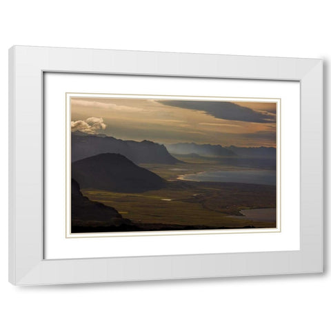 Iceland, Snaefellsnes Sunset bathes the coast White Modern Wood Framed Art Print with Double Matting by Grall, Don