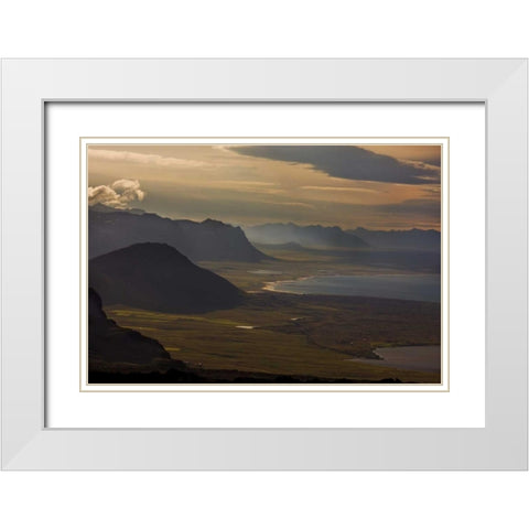 Iceland, Snaefellsnes Sunset bathes the coast White Modern Wood Framed Art Print with Double Matting by Grall, Don