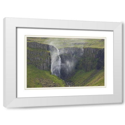 Iceland, Snaefellsnes Grundarfoss Falls White Modern Wood Framed Art Print with Double Matting by Grall, Don