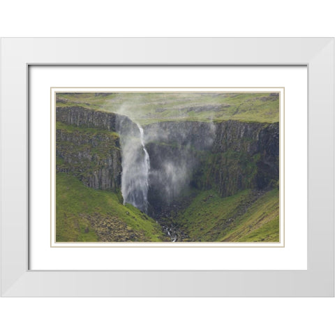 Iceland, Snaefellsnes Grundarfoss Falls White Modern Wood Framed Art Print with Double Matting by Grall, Don