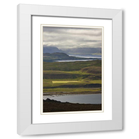 Iceland Farmland along Thorskafjordur Fjord White Modern Wood Framed Art Print with Double Matting by Grall, Don