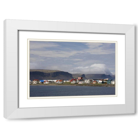 Iceland, Patreksfjordur Small town White Modern Wood Framed Art Print with Double Matting by Grall, Don
