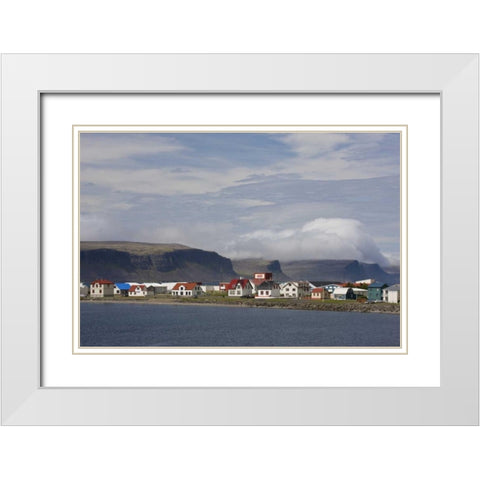 Iceland, Patreksfjordur Small town White Modern Wood Framed Art Print with Double Matting by Grall, Don