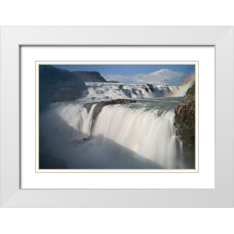 Iceland The Hvita River and Gullfoss waterfall White Modern Wood Framed Art Print with Double Matting by Grall, Don