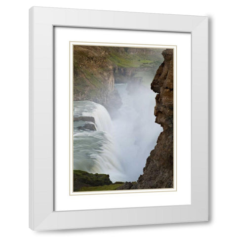 Iceland The Hvita River and Gullfoss waterfall White Modern Wood Framed Art Print with Double Matting by Grall, Don