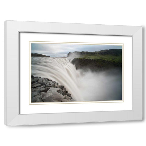 Iceland, Jokulsargljufur NP Dettifoss Waterfall White Modern Wood Framed Art Print with Double Matting by Grall, Don