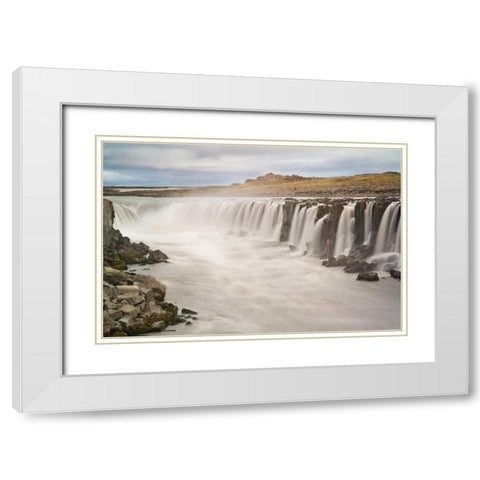 Iceland, Jokulsargljufur NP Selfoss Waterfall White Modern Wood Framed Art Print with Double Matting by Grall, Don