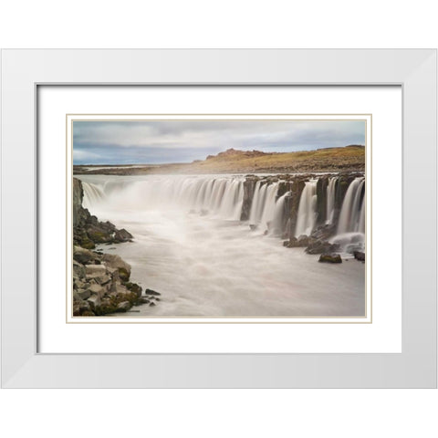 Iceland, Jokulsargljufur NP Selfoss Waterfall White Modern Wood Framed Art Print with Double Matting by Grall, Don