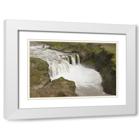 Iceland Hafragilsfoss waterfall White Modern Wood Framed Art Print with Double Matting by Grall, Don