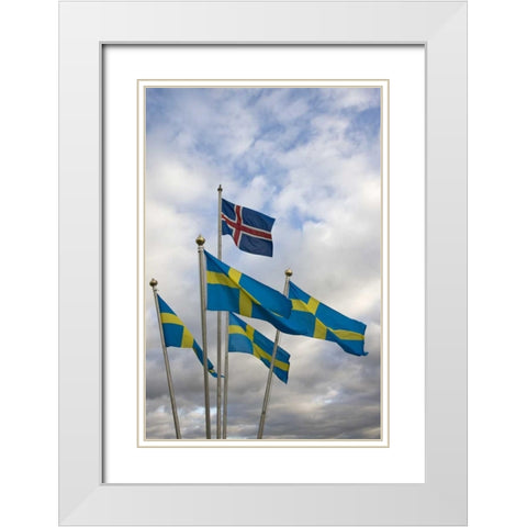 Iceland The national flag of Norway and Sweden White Modern Wood Framed Art Print with Double Matting by Grall, Don