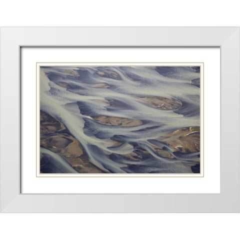 Iceland, Reykjavik Aerial of Holsa River delta White Modern Wood Framed Art Print with Double Matting by Anon, Josh