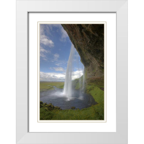 Iceland Scenic from Seljalandsfoss waterfall White Modern Wood Framed Art Print with Double Matting by Anon, Josh