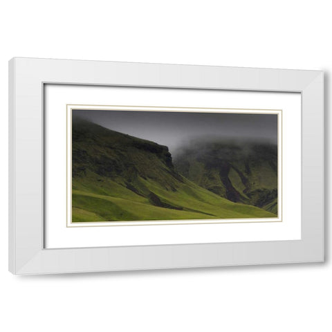 Iceland Misty mountainside landscape White Modern Wood Framed Art Print with Double Matting by Young, Bill