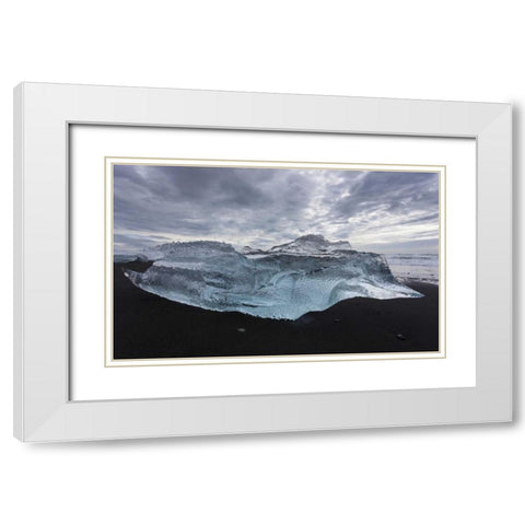 Iceland Iceberg piece from Jokulsarlon Lagoon White Modern Wood Framed Art Print with Double Matting by Young, Bill
