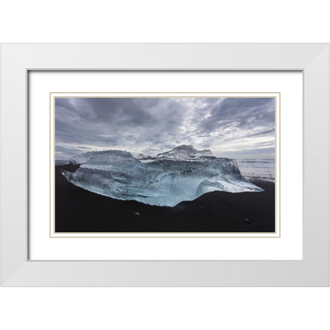 Iceland Iceberg piece from Jokulsarlon Lagoon White Modern Wood Framed Art Print with Double Matting by Young, Bill