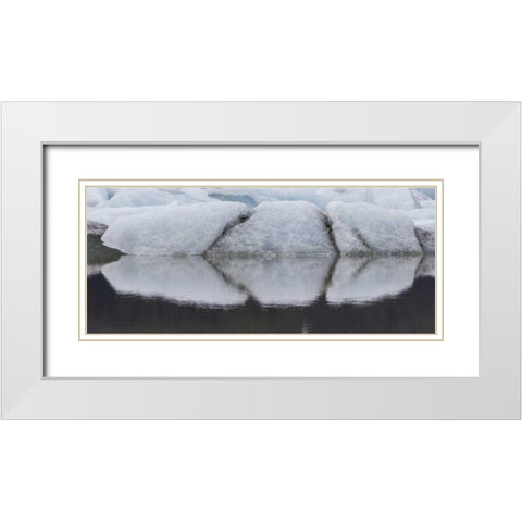 Iceland Fjallsjokull Glacier reflects in water White Modern Wood Framed Art Print with Double Matting by Young, Bill