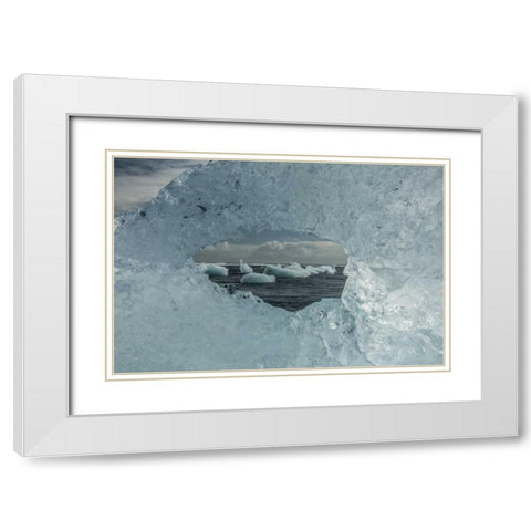 Iceland Icebergs viewed through hole in ice White Modern Wood Framed Art Print with Double Matting by Illg, Cathy and Gordon