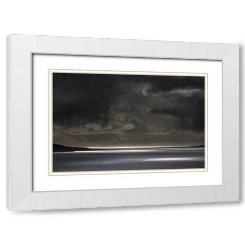 Iceland, Hvalfjordur Sunlight on ocean White Modern Wood Framed Art Print with Double Matting by Young, Bill