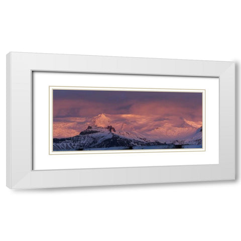 Iceland Landscape of glacier at sunset White Modern Wood Framed Art Print with Double Matting by Young, Bill