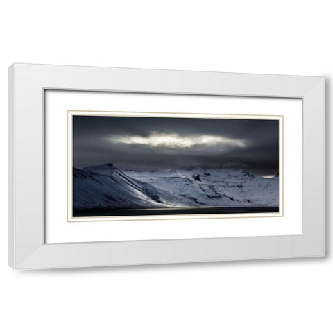 Iceland Sunlight bursts through storm clouds White Modern Wood Framed Art Print with Double Matting by Young, Bill