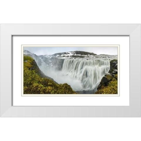 Iceland, Dettifoss Scenic of waterfall White Modern Wood Framed Art Print with Double Matting by Kirkland, Dennis