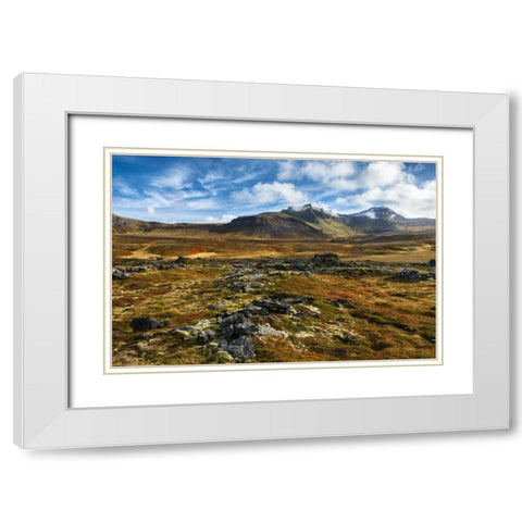Iceland, Snaefellsnes Peninsula Autumn landscape White Modern Wood Framed Art Print with Double Matting by Kirkland, Dennis
