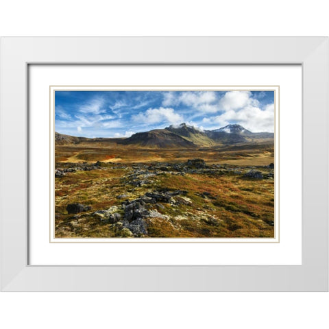 Iceland, Snaefellsnes Peninsula Autumn landscape White Modern Wood Framed Art Print with Double Matting by Kirkland, Dennis