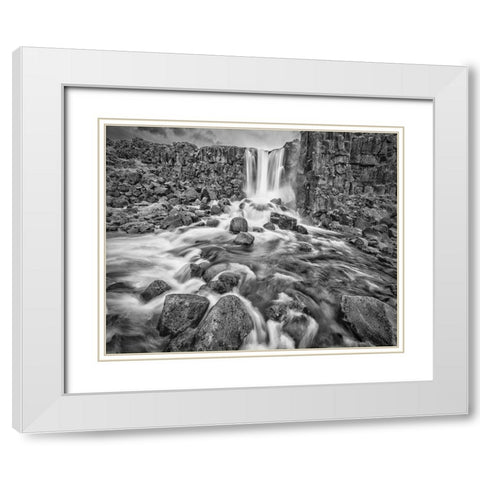 Oxarafoss-Iceland White Modern Wood Framed Art Print with Double Matting by Ford, John
