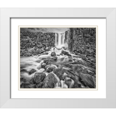 Oxarafoss-Iceland White Modern Wood Framed Art Print with Double Matting by Ford, John
