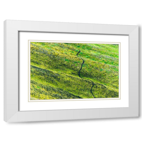 A winding path in the mountain-Landmannalaugar-Iceland White Modern Wood Framed Art Print with Double Matting by Su, Keren