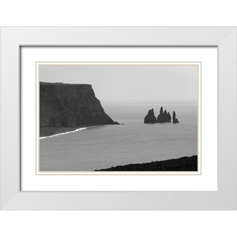 Rocks in the ocean-Dyrholaey-Vik-Iceland White Modern Wood Framed Art Print with Double Matting by Su, Keren