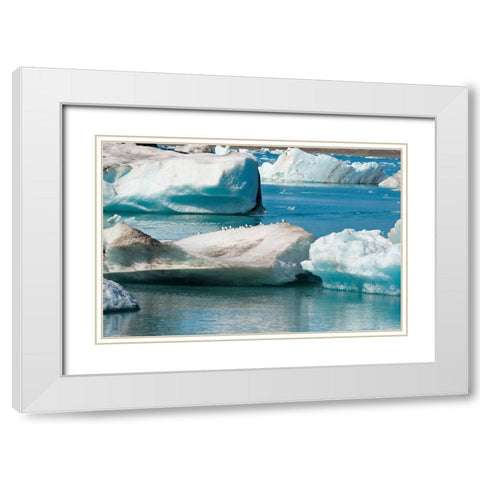 Icebergs in Jokulsarlon Glacial Lagoon-Iceland White Modern Wood Framed Art Print with Double Matting by Su, Keren