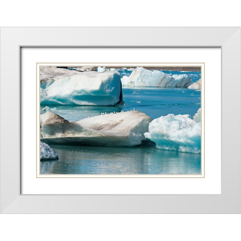 Icebergs in Jokulsarlon Glacial Lagoon-Iceland White Modern Wood Framed Art Print with Double Matting by Su, Keren