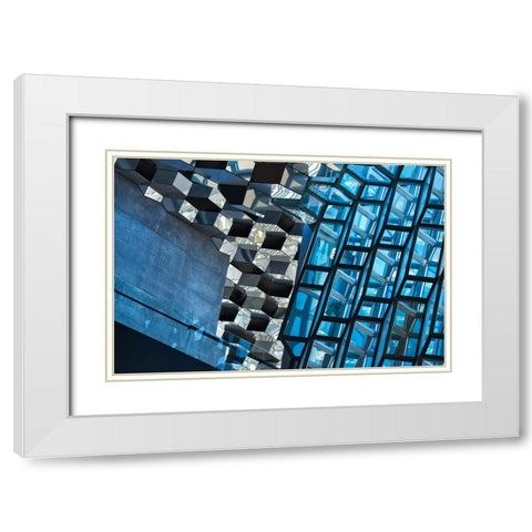 Inside Harpa Concert Hall and Conference Center inspired by the basalt landscape of Iceland-Reykjav White Modern Wood Framed Art Print with Double Matting by Su, Keren