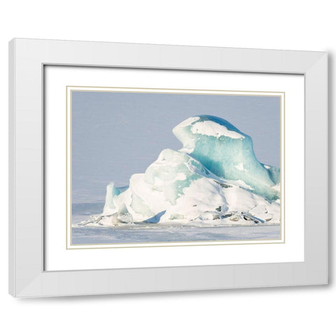 Glacier Fjallsjoekull and frozen glacial lake Fjallsarlon in Vatnajokull National Park White Modern Wood Framed Art Print with Double Matting by Zwick, Martin